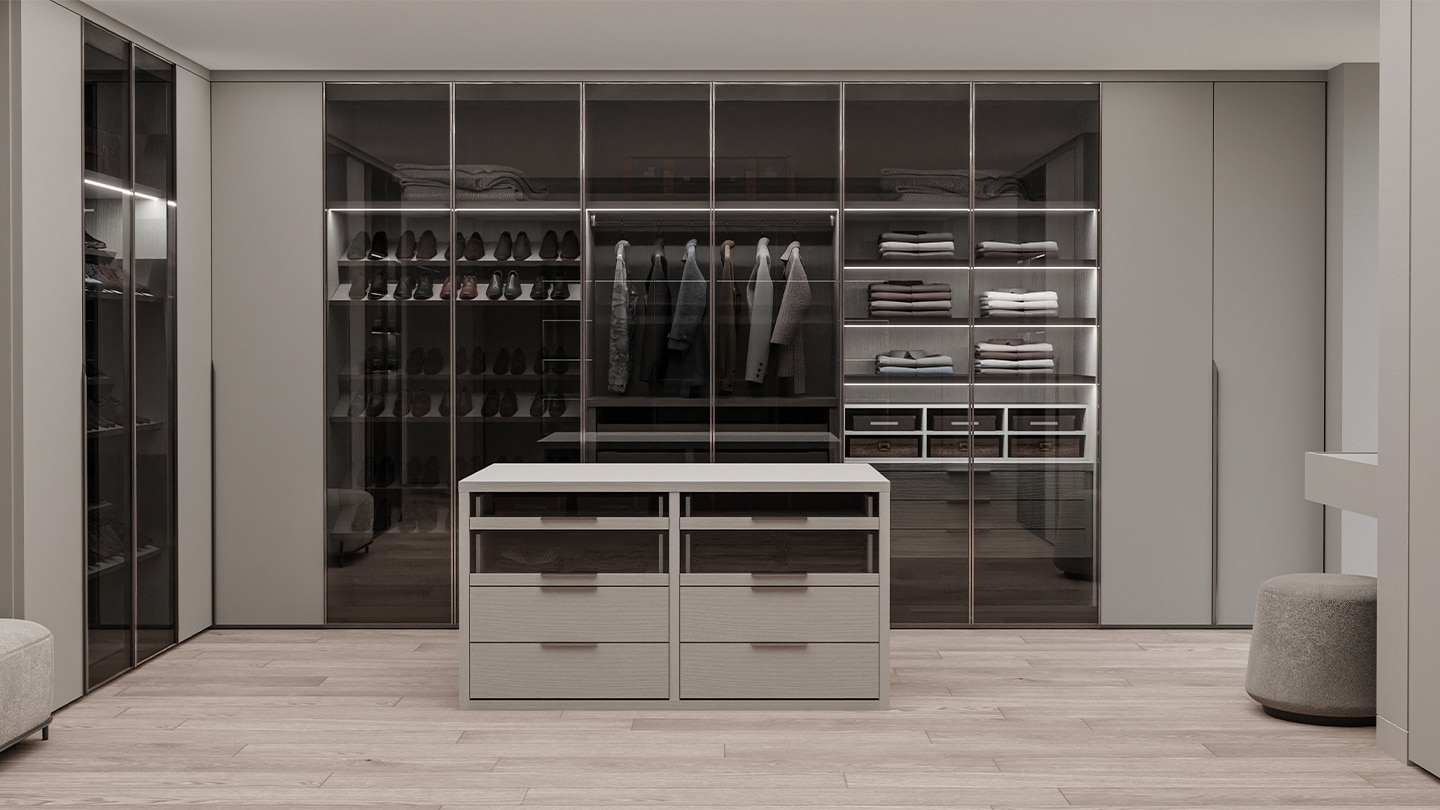 Interior design for a wardrobe and dressing room